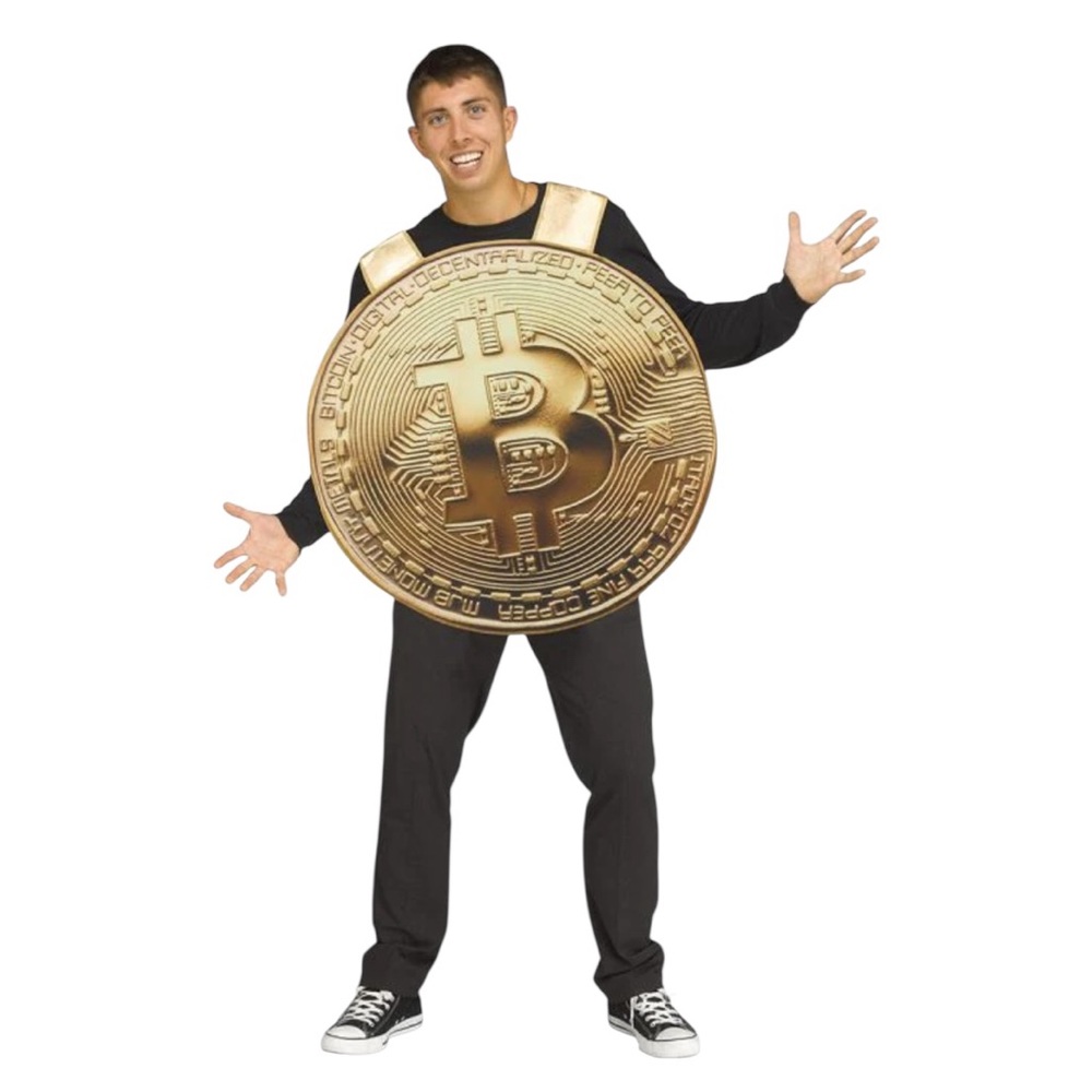 ** LAST FEW! New Adult/ Teen Bitcoin Crypto Gold Coin Costume Halloween Unisex